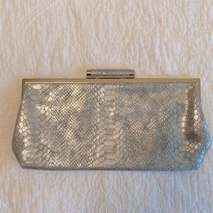 Inc International concepts silver embossed Snake Kenmr Clutch bag